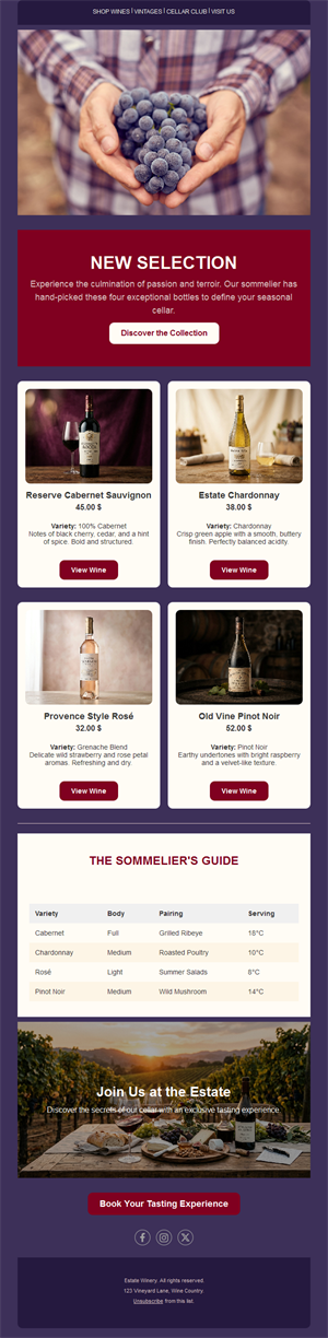 Burgundy wine selection newsletter