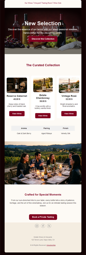 Curated wine collection email