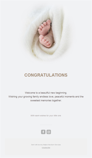 Baby feet newborn congratulations email