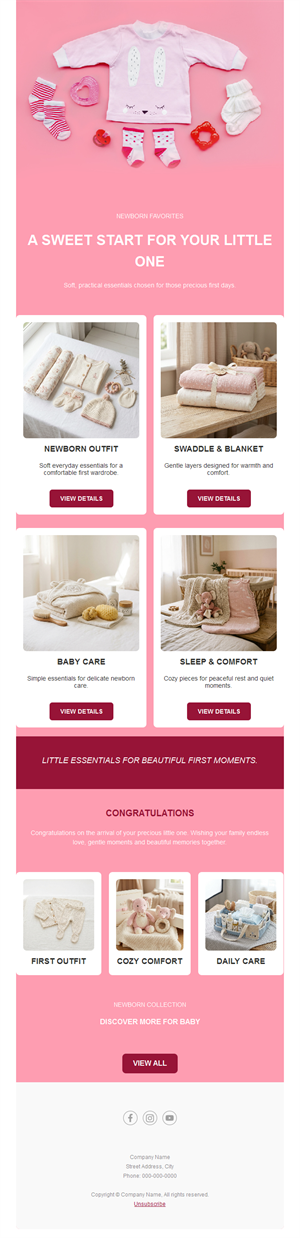 Pink baby shop newsletter template