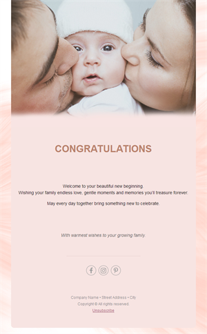 Peach new baby congratulations email