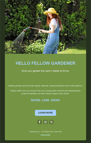 Garden watering tips email template