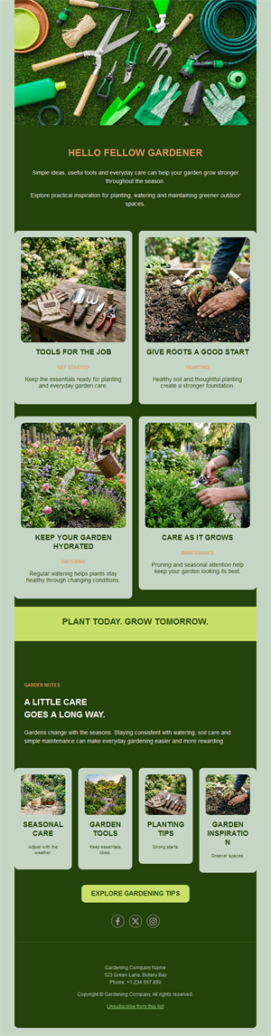 Garden care guide newsletter template