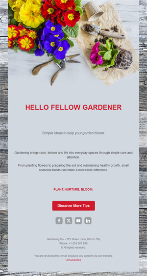 Flower planting email template