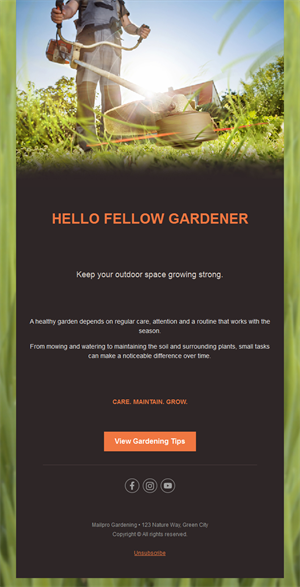 Lawn care gardening email template
