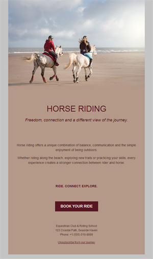 Beach horseback ride email template