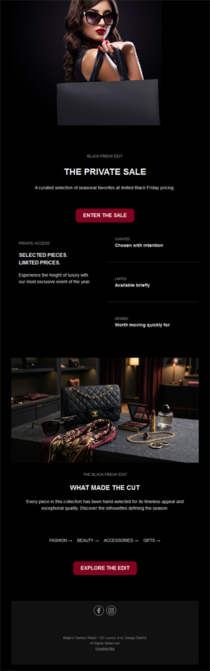 Black Friday private sale email template