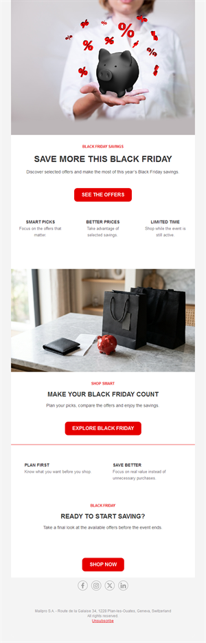 Black Friday savings tips email template