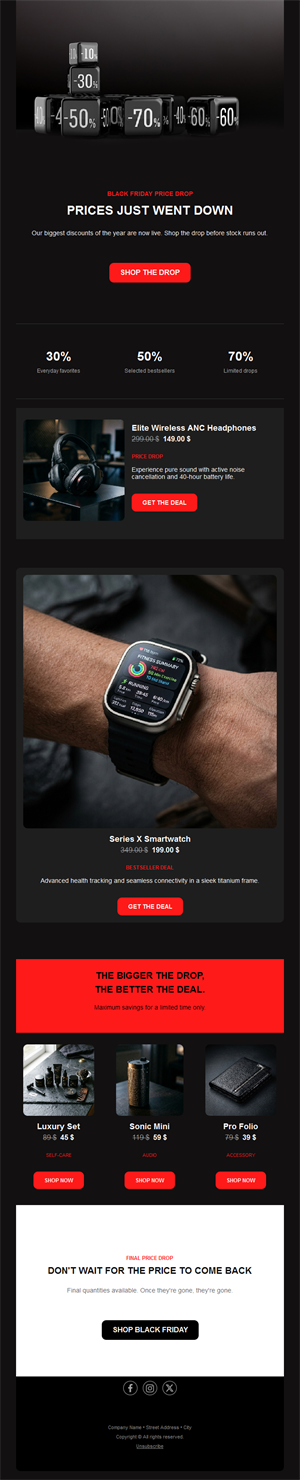 Black Friday price drop email template