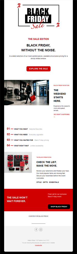 Editorial Black Friday sale email template