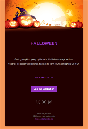 Halloween pumpkin greeting email template
