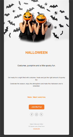 Halloween costume party email template