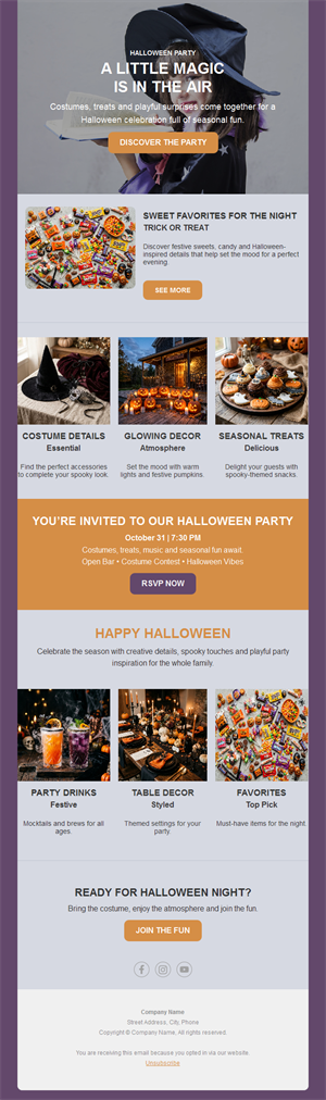 Halloween party invitation with RSVP