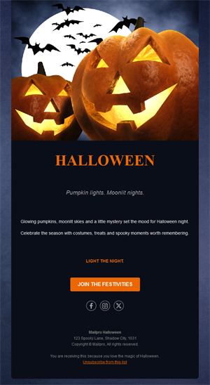 Classic jack-o'-lantern Halloween email