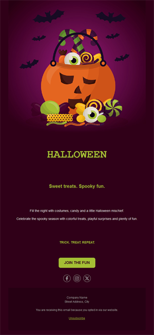 Trick-or-treat candy Halloween email