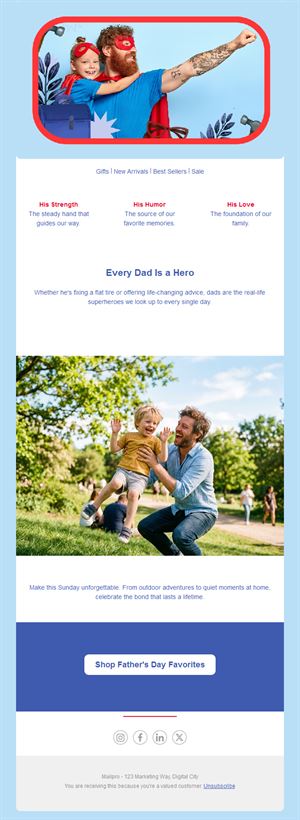 Superhero dad Father's Day email