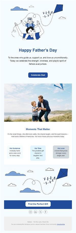 Father's Day greetings email with kite