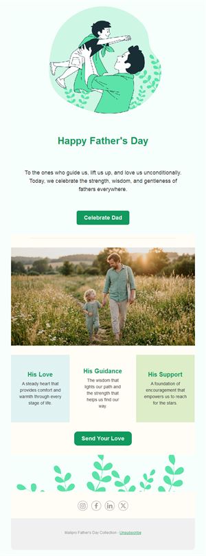 Green illustrated Father's Day email