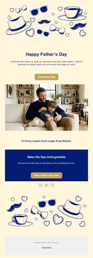 Illustrated Father's Day email with doodles
