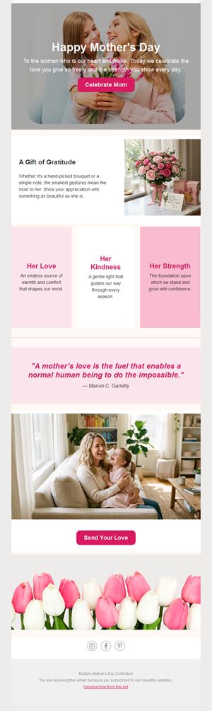 Mother's Day gift email with quote