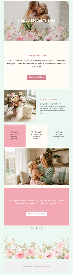 Mint and pink Mother's Day newsletter