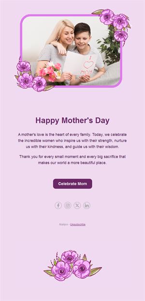 Lilac Mother's Day email with flowers