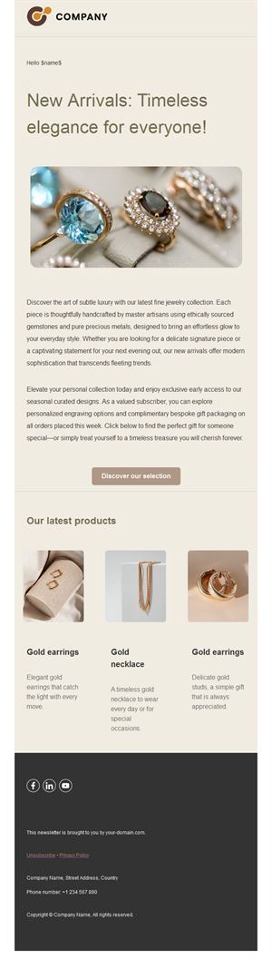 New arrivals jewelry email template