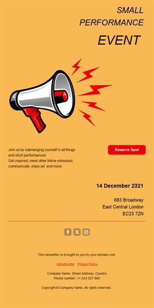 Event invitation email with RSVP button
