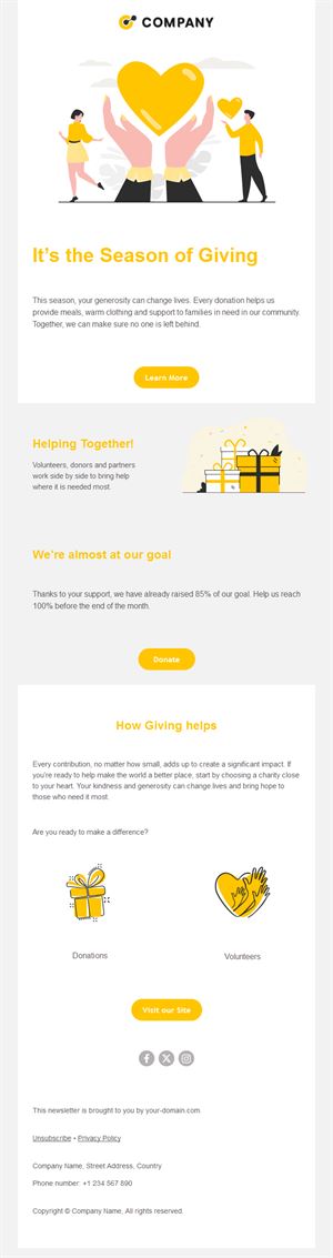 Nonprofit donation appeal email template