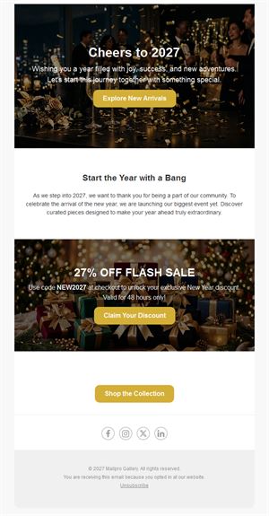 New Year 2027 flash sale email template