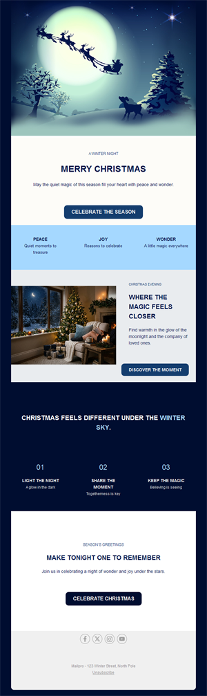 Winter night Christmas newsletter
