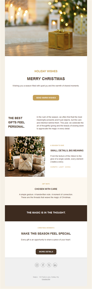 Gold Christmas wishes email template