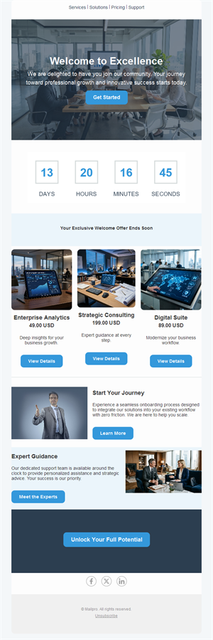 B2B welcome offer email with countdown