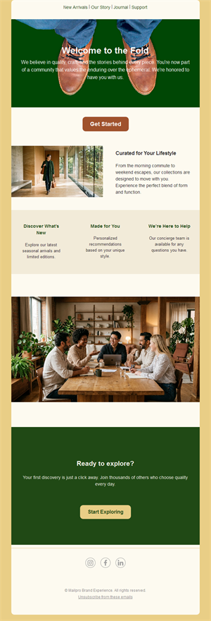 Fashion brand welcome email