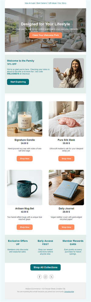 Welcome discount email for online shops