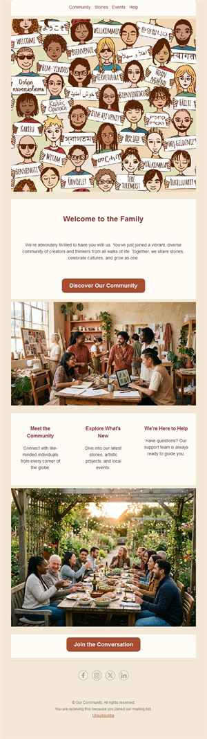 Community welcome email template