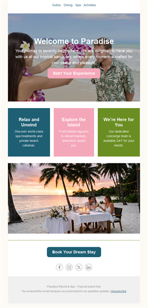 Resort welcome email template
