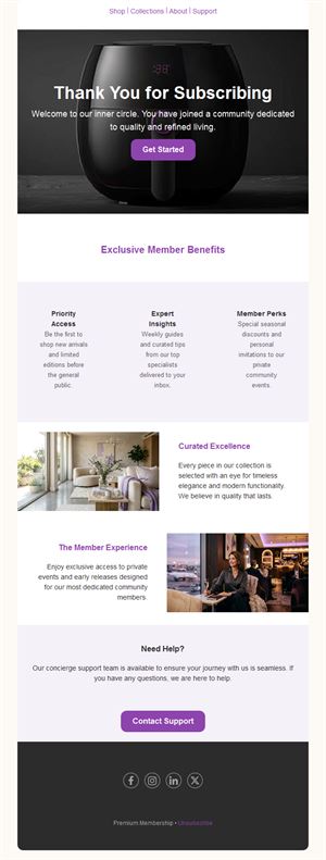 Thank-you for subscribing email template