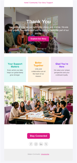 Community thank-you email template
