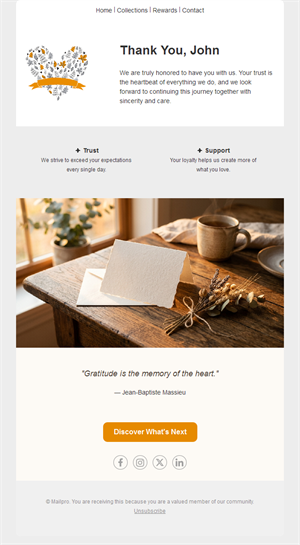 Personalized customer thank-you email template