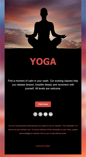Sunset yoga studio email template