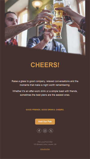 Friends toasting pub email template