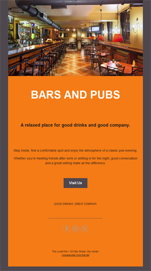 Classic pub invitation email template