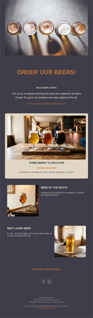 Craft beer selection newsletter