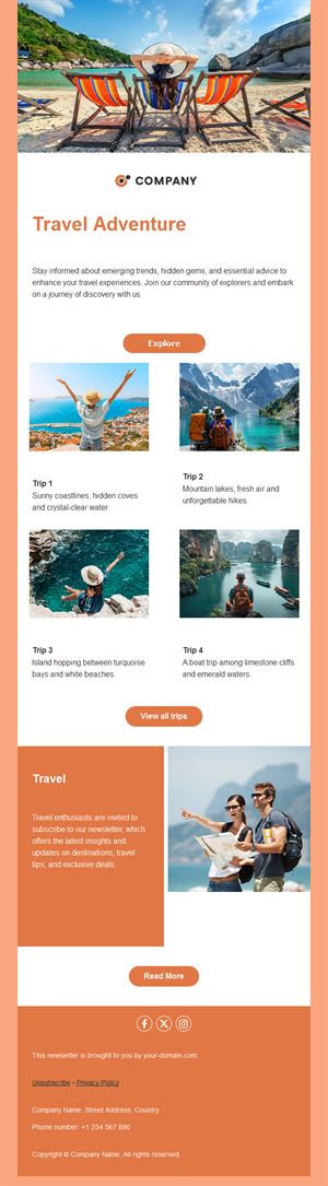 Travel adventure newsletter template