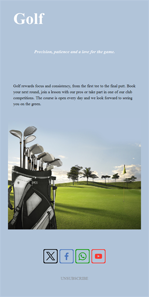 Simple golf club email template