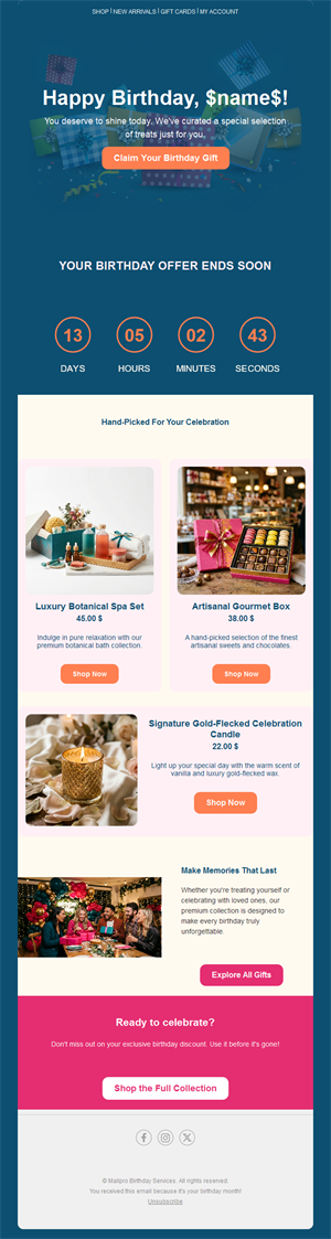 Birthday offer countdown email template
