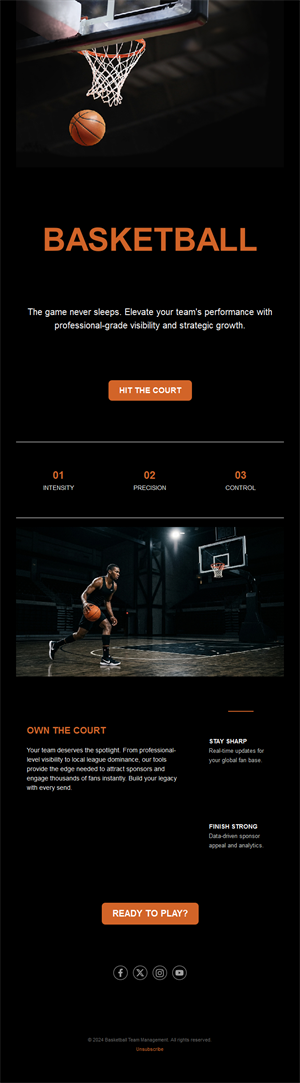 Minimal black basketball team email