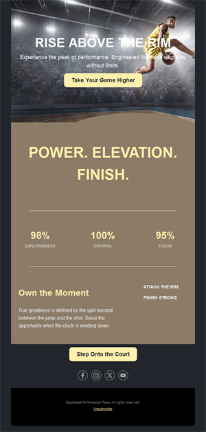 Basketball performance stats email template