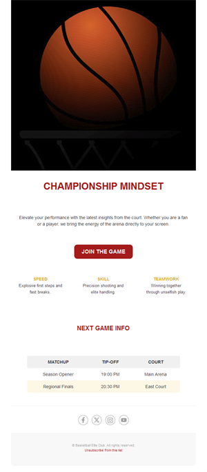 Basketball next game info email